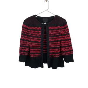 Ming Wang Sapphire Jacket Red Black Knit Size Petite Medium
